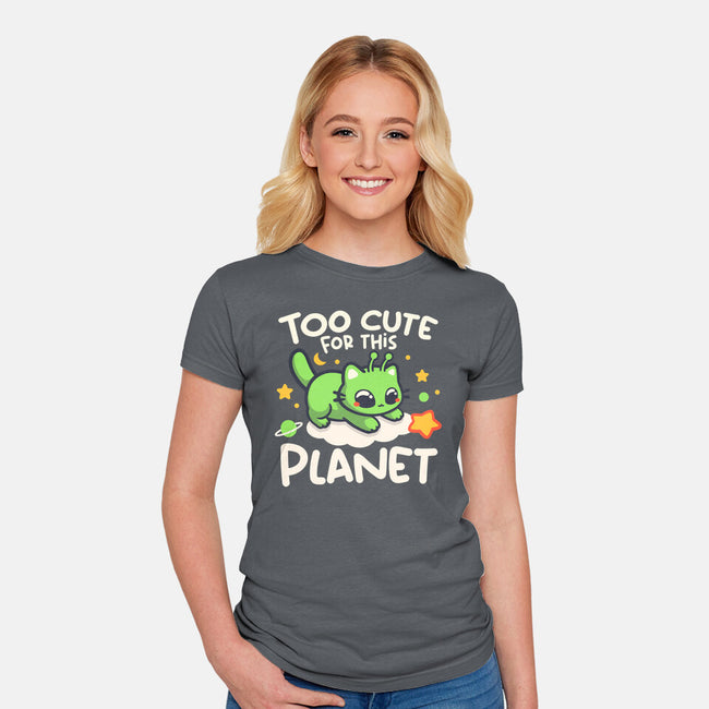 Too Cute Alien Cat-Womens-Fitted-Tee-NemiMakeit