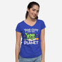 Too Cute Alien Cat-Womens-V-Neck-Tee-NemiMakeit