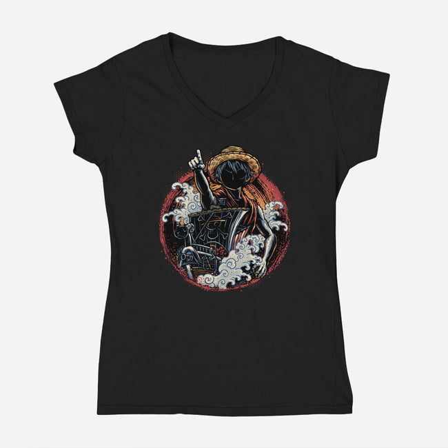 Sail Towards Adventure-Womens-V-Neck-Tee-glitchygorilla