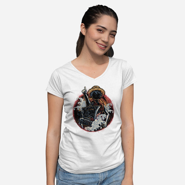 Sail Towards Adventure-Womens-V-Neck-Tee-glitchygorilla