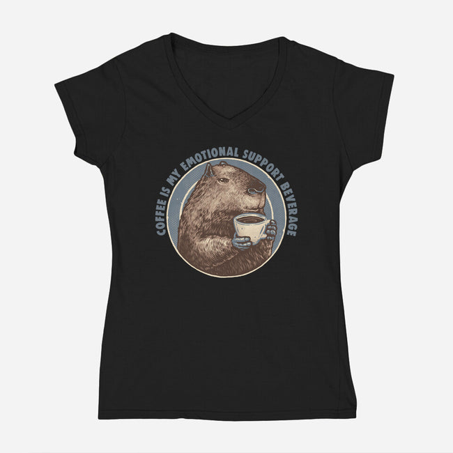 My Emotional Support Beverage-Womens-V-Neck-Tee-glitchygorilla