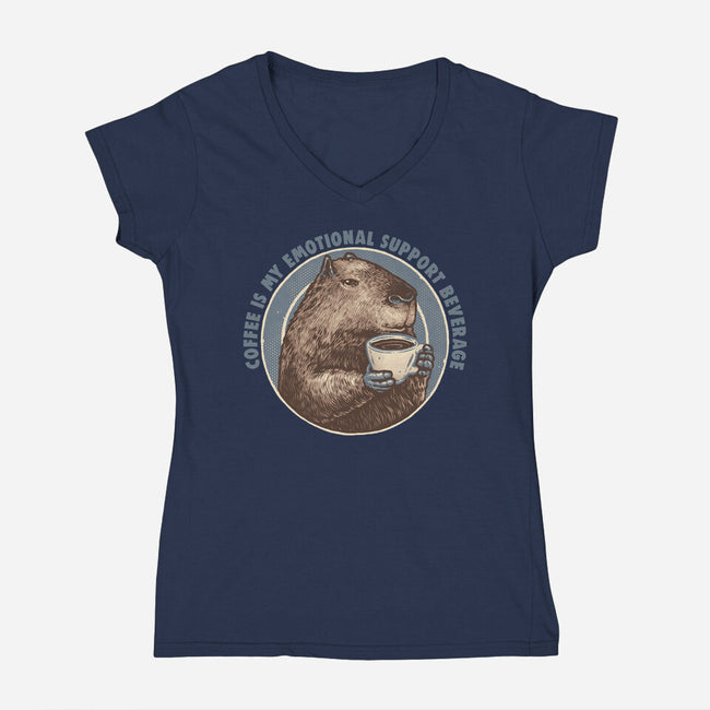 My Emotional Support Beverage-Womens-V-Neck-Tee-glitchygorilla