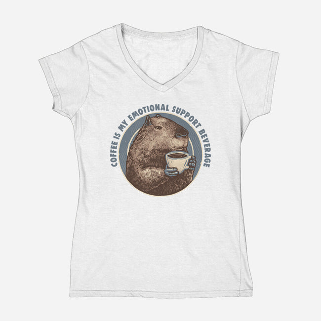 My Emotional Support Beverage-Womens-V-Neck-Tee-glitchygorilla