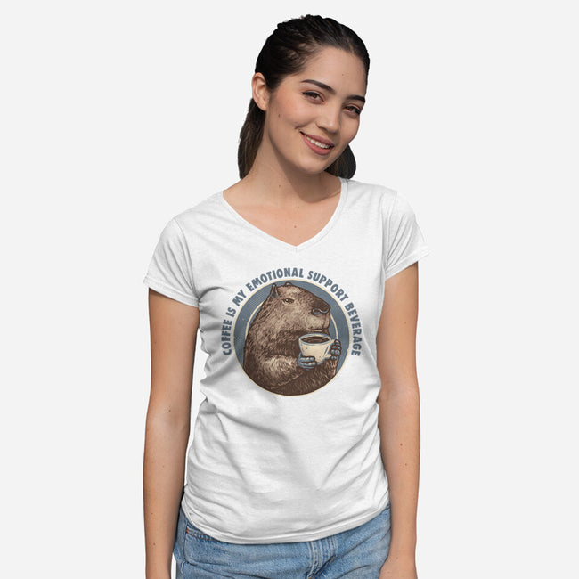 My Emotional Support Beverage-Womens-V-Neck-Tee-glitchygorilla