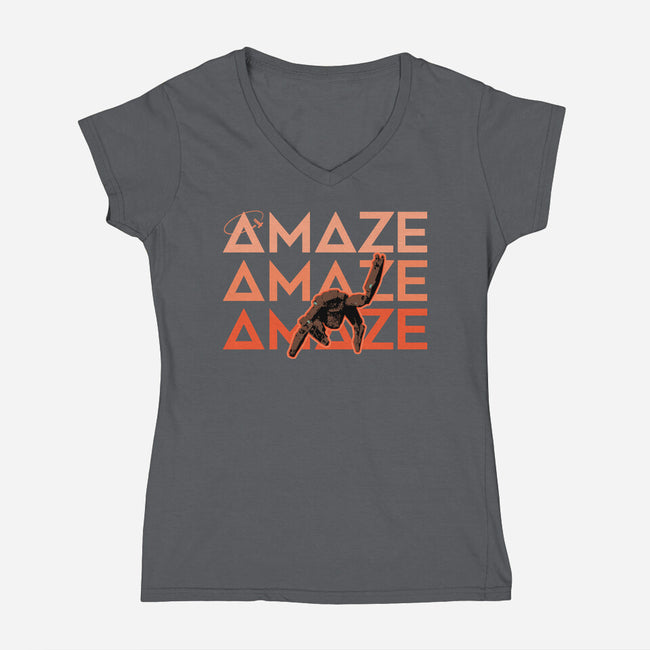 Project Amaze Amaze Amaze-Womens-V-Neck-Tee-rocketman_art