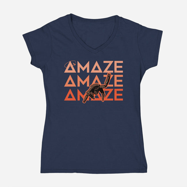 Project Amaze Amaze Amaze-Womens-V-Neck-Tee-rocketman_art