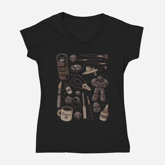 Painting Miniatures Hobby-Womens-V-Neck-Tee-xMorfina