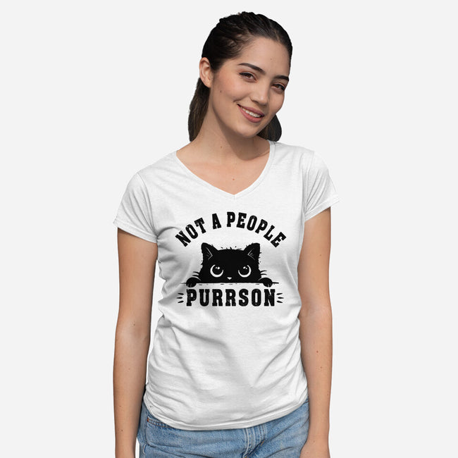 Not A People Purrson-Womens-V-Neck-Tee-erion_designs