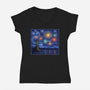 Starry Spangled Night-Womens-V-Neck-Tee-kg07