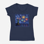 Starry Spangled Night-Womens-V-Neck-Tee-kg07