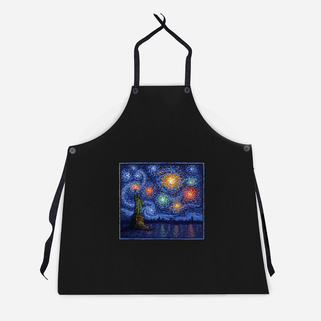 Starry Spangled Night-Unisex-Kitchen-Apron-kg07