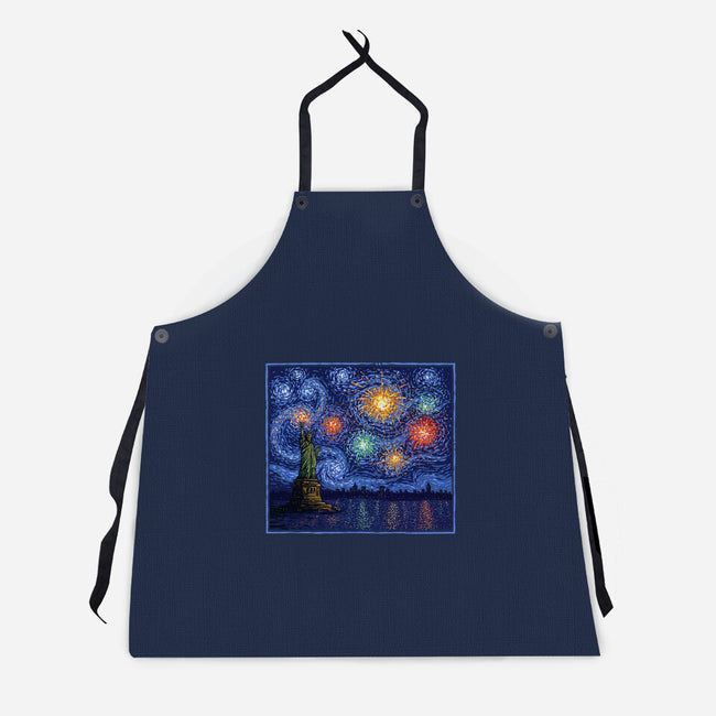 Starry Spangled Night-Unisex-Kitchen-Apron-kg07
