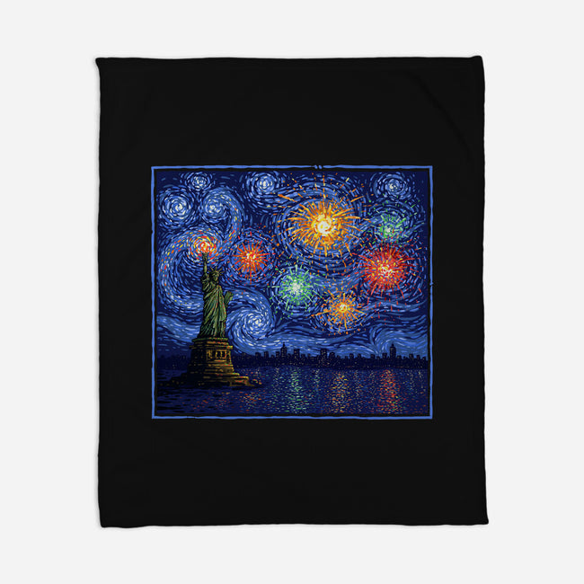 Starry Spangled Night-None-Fleece-Blanket-kg07