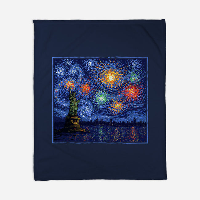 Starry Spangled Night-None-Fleece-Blanket-kg07