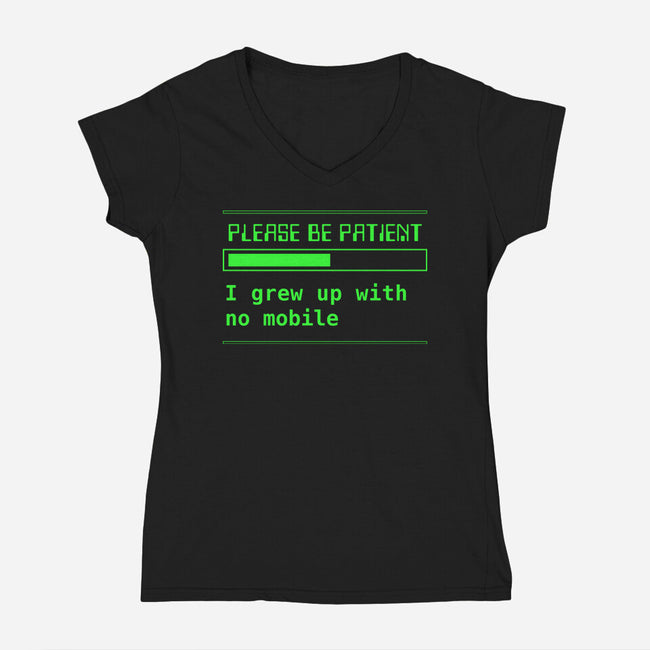 No Mobile-Womens-V-Neck-Tee-rocketman_art