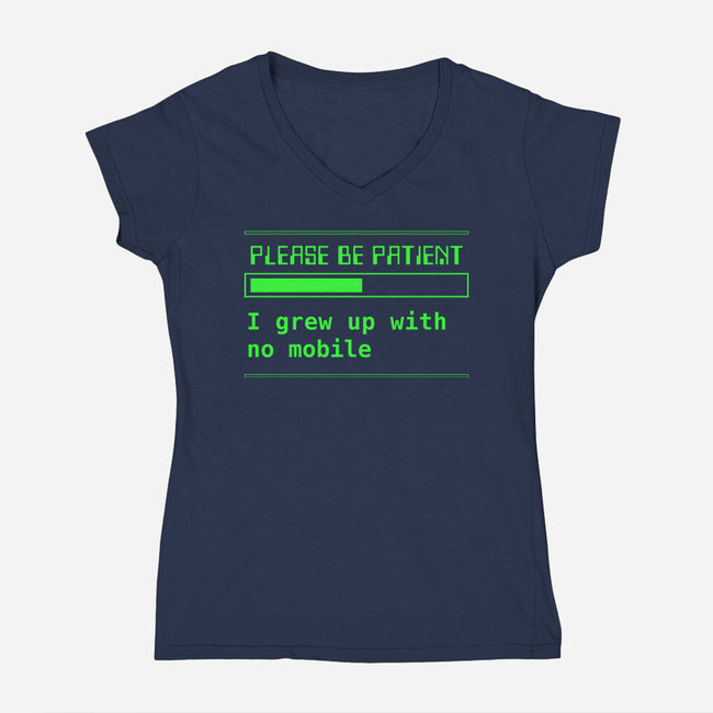 No Mobile-Womens-V-Neck-Tee-rocketman_art