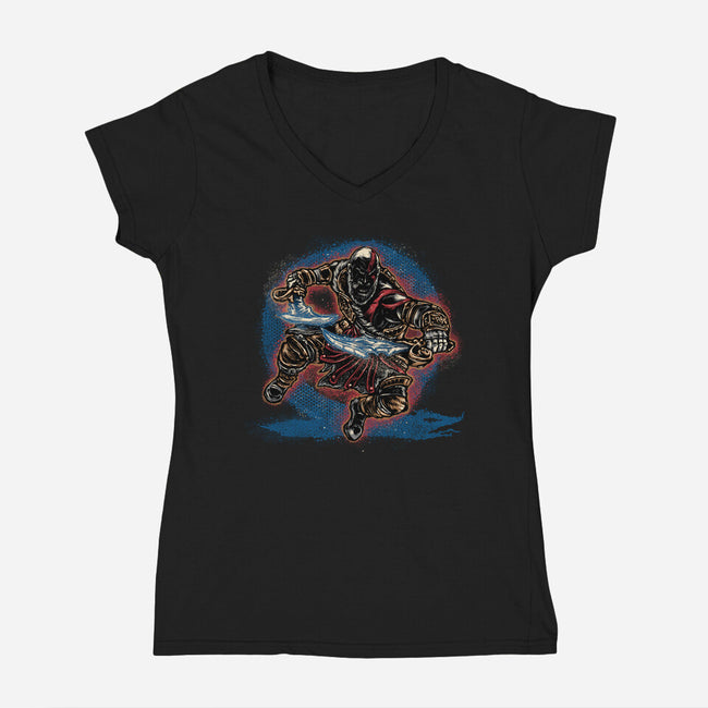 Chaos Up Above-Womens-V-Neck-Tee-glitchygorilla