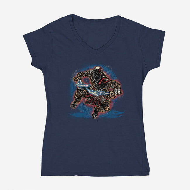 Chaos Up Above-Womens-V-Neck-Tee-glitchygorilla