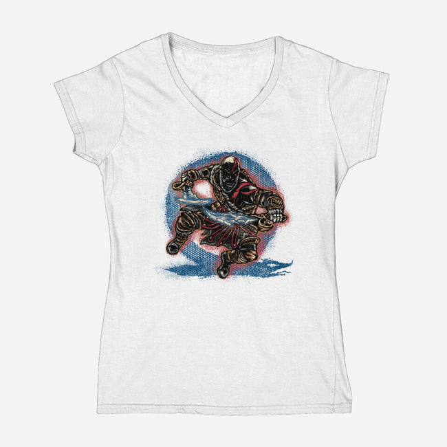 Chaos Up Above-Womens-V-Neck-Tee-glitchygorilla