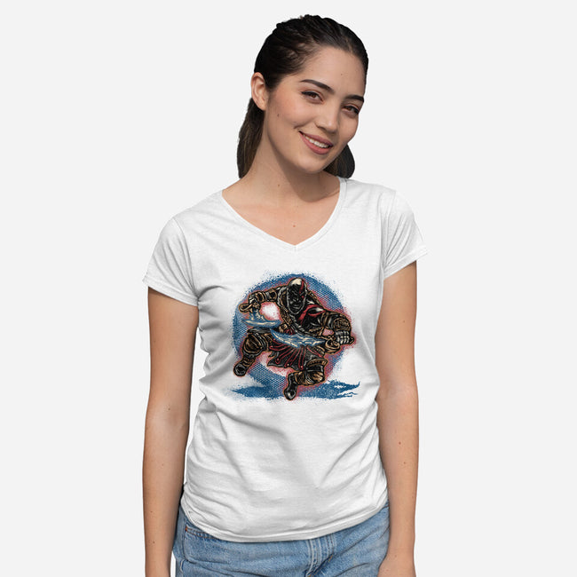 Chaos Up Above-Womens-V-Neck-Tee-glitchygorilla