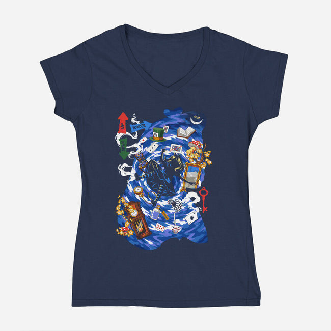 Through The Rabbit Hole-Womens-V-Neck-Tee-Arinesart