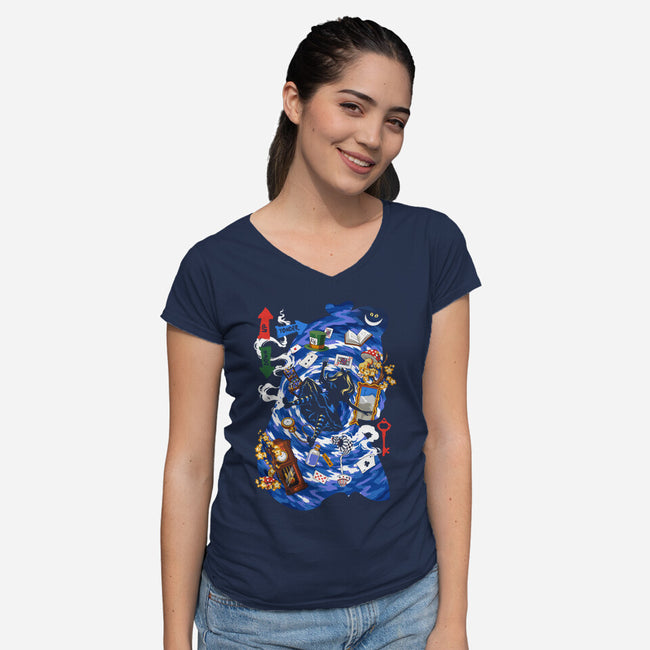 Through The Rabbit Hole-Womens-V-Neck-Tee-Arinesart