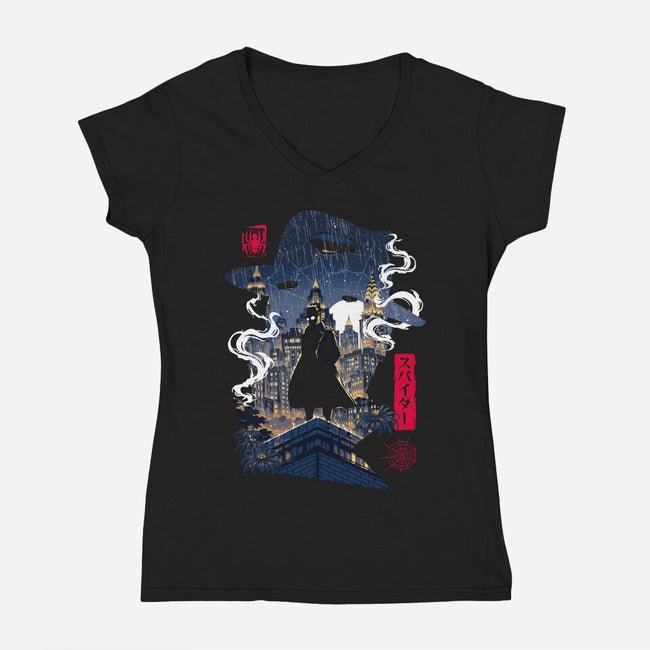 Spider PI-Womens-V-Neck-Tee-Arinesart