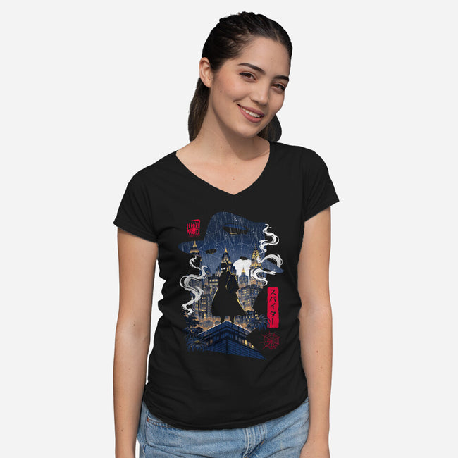 Spider PI-Womens-V-Neck-Tee-Arinesart