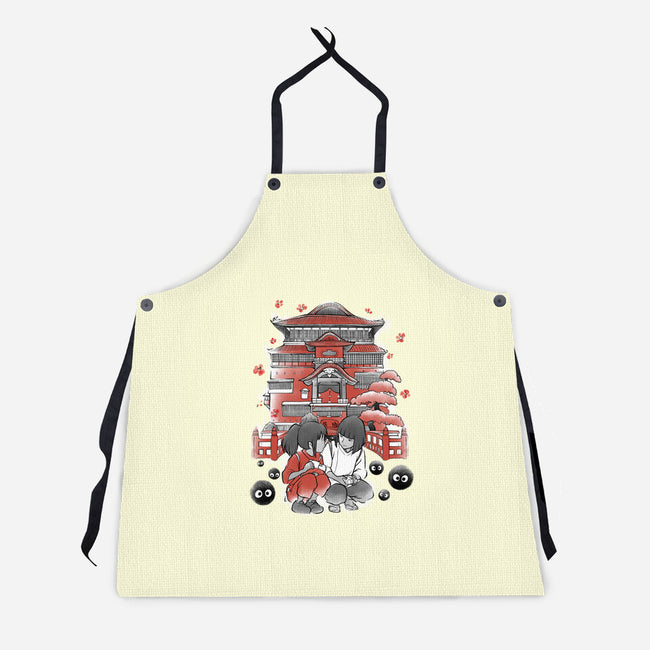 Dragon And The Dreamer Sumi-E-Unisex-Kitchen-Apron-Astrobot Invention