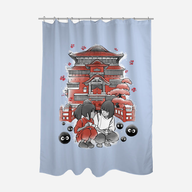 Dragon And The Dreamer Sumi-E-None-Polyester-Shower Curtain-Astrobot Invention