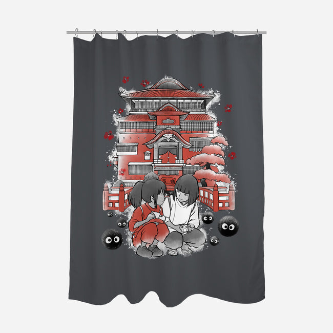 Dragon And The Dreamer Sumi-E-None-Polyester-Shower Curtain-Astrobot Invention