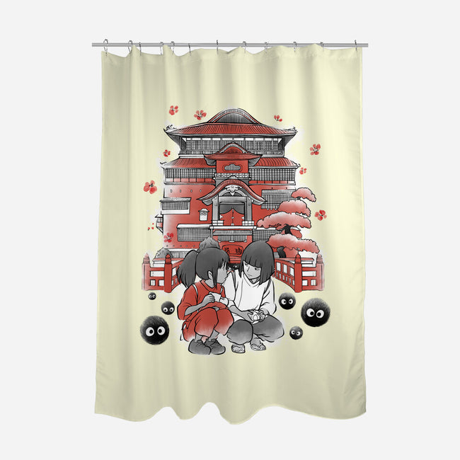 Dragon And The Dreamer Sumi-E-None-Polyester-Shower Curtain-Astrobot Invention