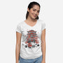 Dragon And The Dreamer Sumi-E-Womens-V-Neck-Tee-Astrobot Invention