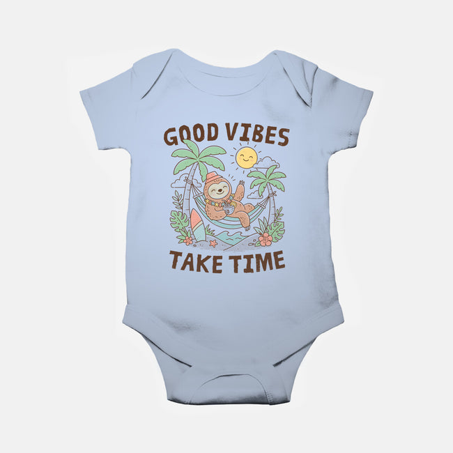 Good Vibes Take Time-Baby-Basic-Onesie-GODZILLARGE
