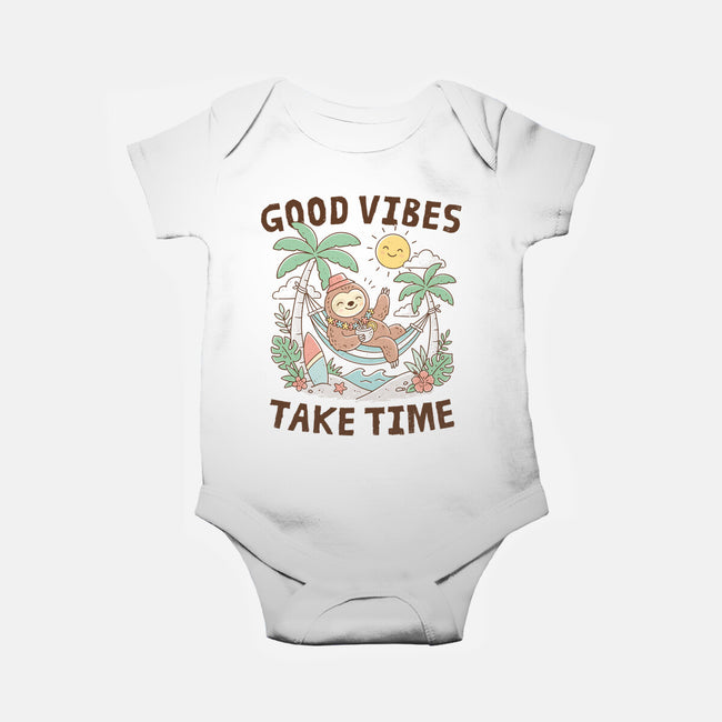 Good Vibes Take Time-Baby-Basic-Onesie-GODZILLARGE