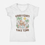 Good Vibes Take Time-Womens-V-Neck-Tee-GODZILLARGE