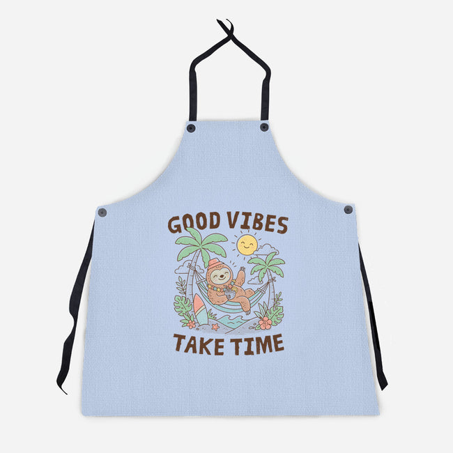 Good Vibes Take Time-Unisex-Kitchen-Apron-GODZILLARGE