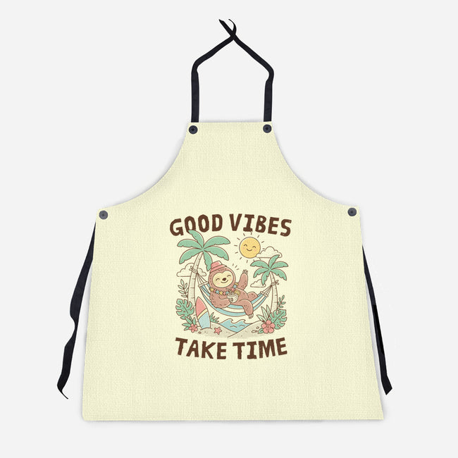 Good Vibes Take Time-Unisex-Kitchen-Apron-GODZILLARGE