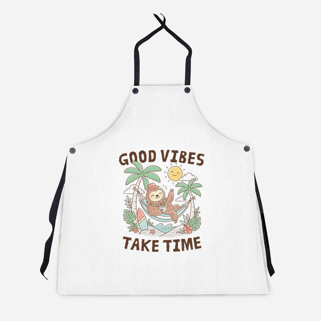 Good Vibes Take Time-Unisex-Kitchen-Apron-GODZILLARGE