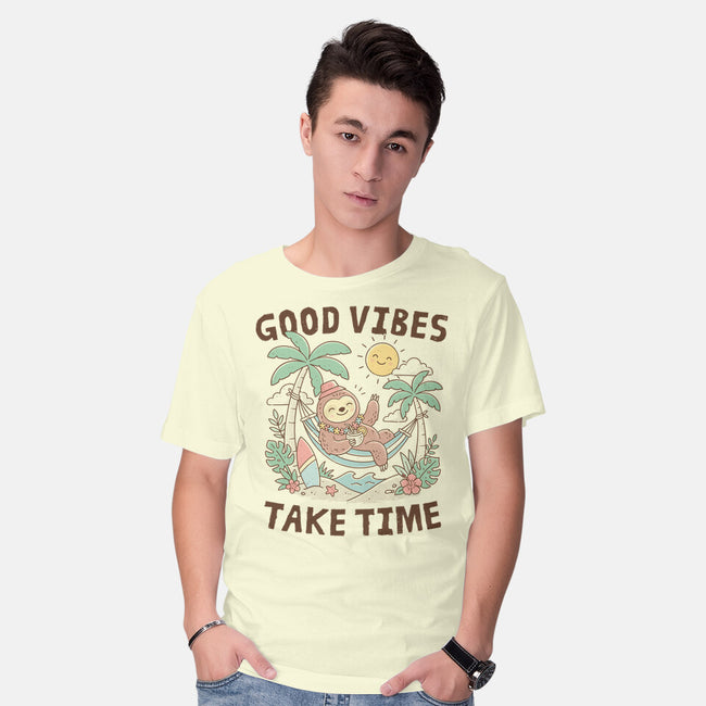 Good Vibes Take Time-Mens-Basic-Tee-GODZILLARGE