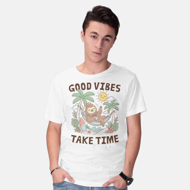 Good Vibes Take Time-Mens-Basic-Tee-GODZILLARGE