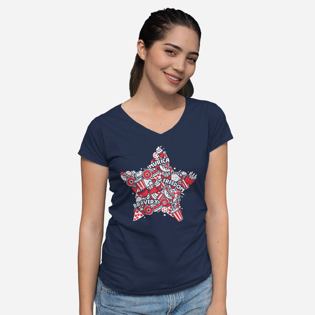 A Murican Doodle-Womens-V-Neck-Tee-krisren28