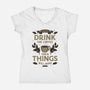 First Drink The Coffee-Womens-V-Neck-Tee-Angoes25