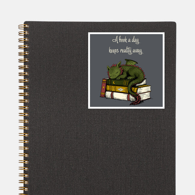 A Book A Day Keeps Reality Away-None-Glossy-Sticker-Mattania