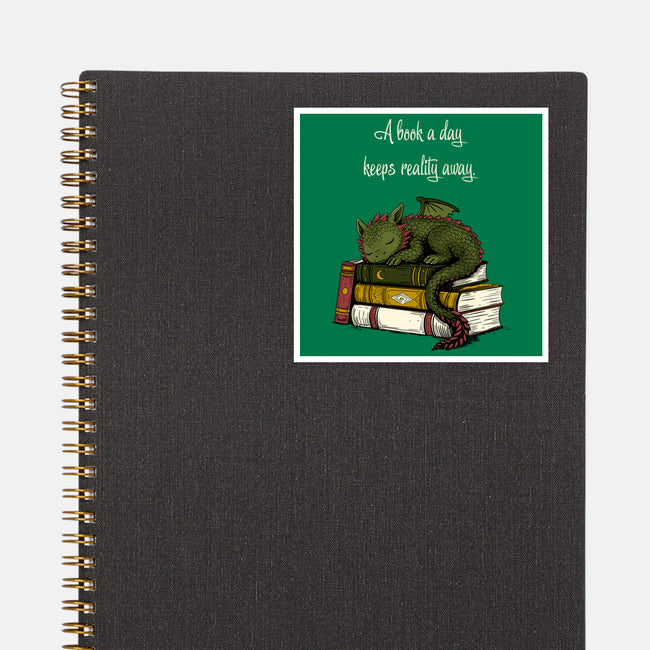 A Book A Day Keeps Reality Away-None-Glossy-Sticker-Mattania