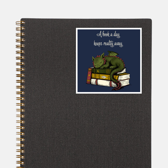 A Book A Day Keeps Reality Away-None-Glossy-Sticker-Mattania