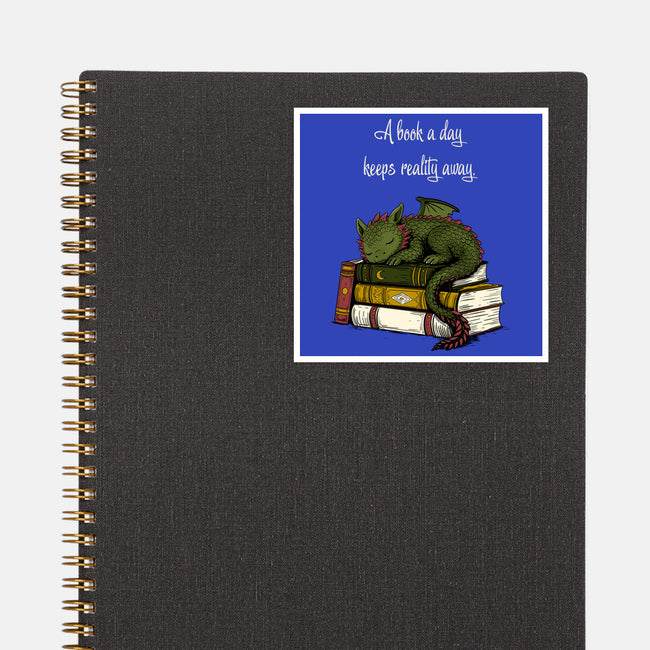 A Book A Day Keeps Reality Away-None-Glossy-Sticker-Mattania