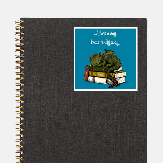 A Book A Day Keeps Reality Away-None-Glossy-Sticker-Mattania
