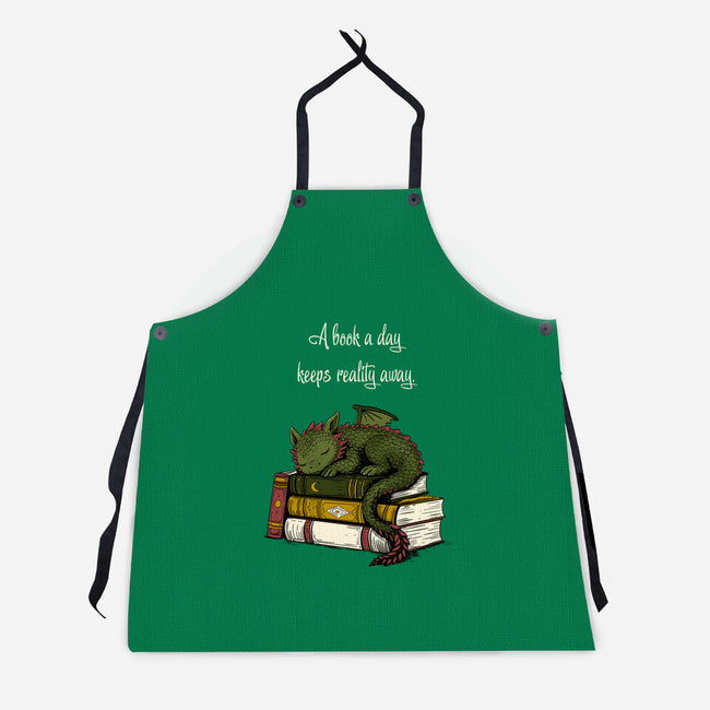 A Book A Day Keeps Reality Away-Unisex-Kitchen-Apron-Mattania