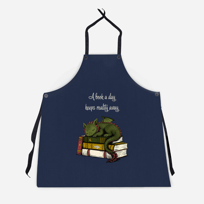 A Book A Day Keeps Reality Away-Unisex-Kitchen-Apron-Mattania